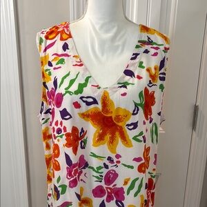 Pineapple Cove Orange and Purple Sleeveless V-Neck Sundress NWOT Size 1X